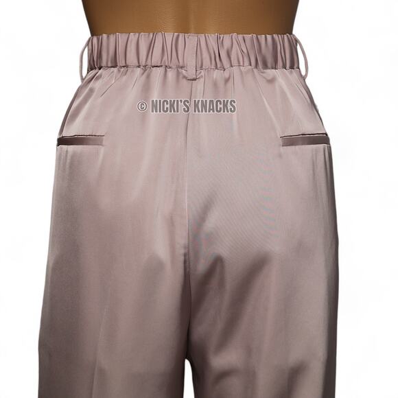 Jason Wu Champagne Satin High Waisted Pleated Front Tapered Dress Pants Size L - Picture 8 of 13